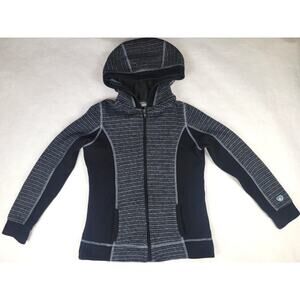 KUHL Chianti Wool Blend Fleece Jacket XS Hooded Hiking Outdoor Black Gray